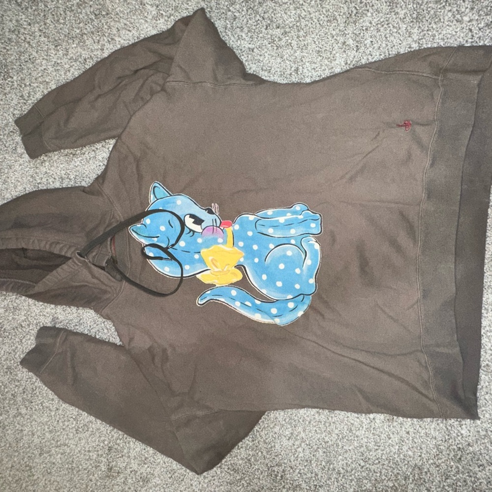 Vivienne Westwood red label Brown Hoodie with Blue Cat Graphic